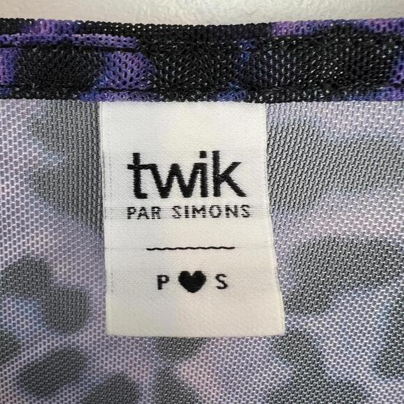 Twik Par Simons Women's Women's Size Small Purple Animal Print Sheer Cropped Top - Picture 10 of 11
